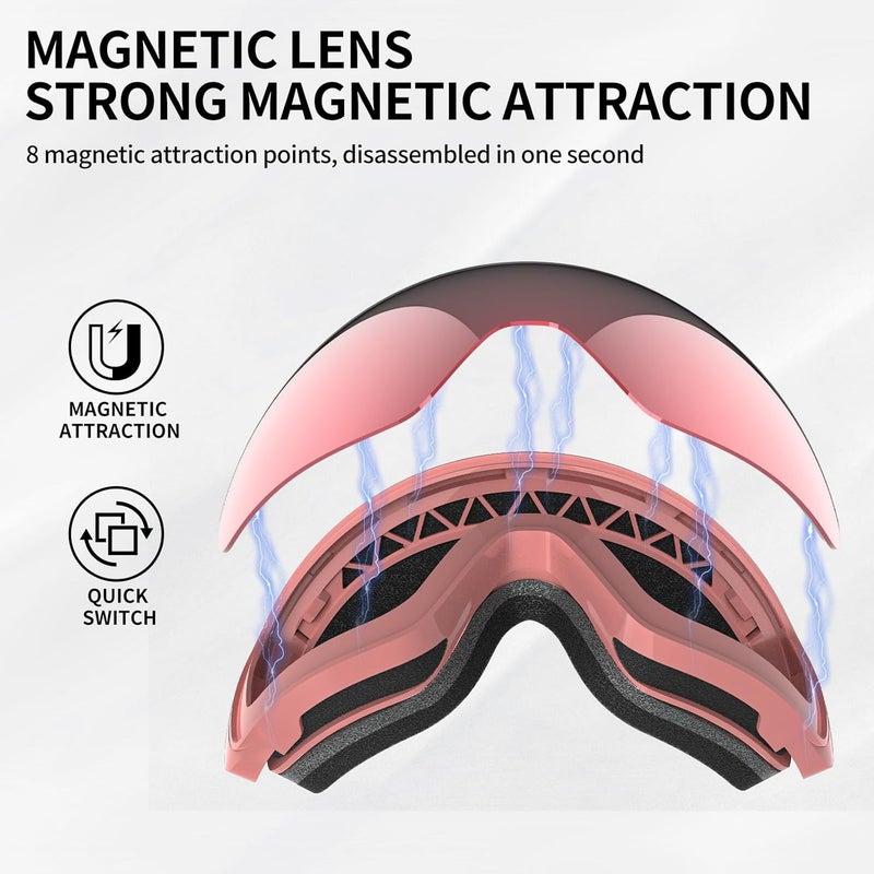 Whale Professional Ski Goggles Unisex Adult Snow Goggles Interchangeable Magnetic Replacement Lenses&Anti-Fog, Anti-UV400 - Image 5